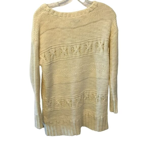 American Eagle Outfitters Fisherman Sweater Chunky Cable Knit Long Ivory Medium - Picture 7 of 11